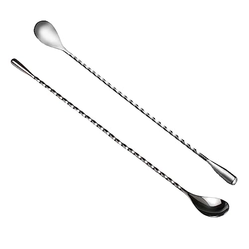 Unomor Bar Spoon Set of 2 Long Cocktail Stirring Spoons Easy to Use Safe Material Great for Juices Cocktails