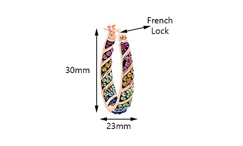 Savlano 14K Gold Plated Inside Out Multicolor Rainbow Crystal Hoop Earrings For Women Comes With Gift Box3