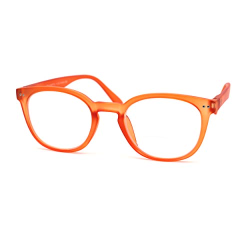 SA106 Unisex Round Keyhole Plastic Rim Bi-focal Reading Glasses +1.5 Matte Orange