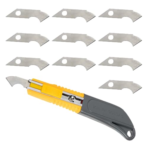 プラ板 カッターナイフ テープカッター カッターナイフ ピザカッター プラ板 レターカッター アクリルカッター 精密 多機能 頑丈 使いやすい モデル作成 DIY作業 アートプロジェクトなどに適している 替刃10枚付き(黄)