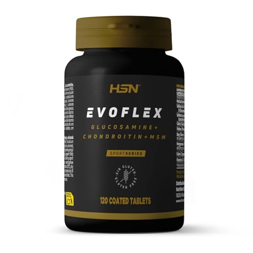 HSN Evoflex Glucosamina, Condroitina y MSM con Vitamina C y Minerales | 120 Tabletas | Apoyo Articulaciones, Cartílago y Huesos | Alta Concentración | Sin Alérgenos Marinos ni Gluten