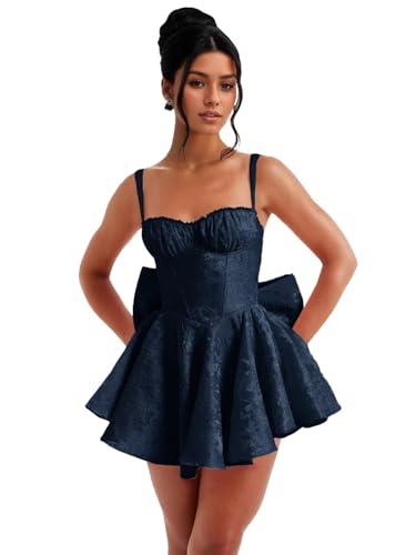 Image of Short Satin Homecoming Dresses with Bows Applique Corset Prom Dress Mini HOCO Party Cocktail Gowns for Teens