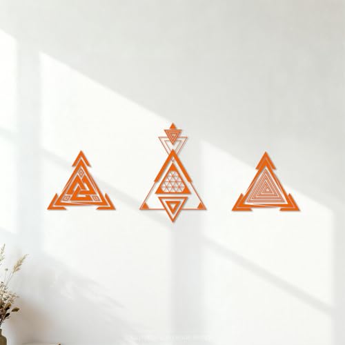 Símbolo de alquimia de línea de geometría sagrada Calcomanías de pared de vinilo 42x106.1cm Autoadhesivo Naranja