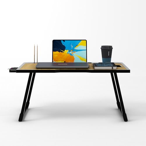 Image of Cubiker Computer Desk, Home Office Writing Study Desk, Modern Simple Style Laptop Table with Storage Bag (Brown, 60[cm] x 40[cm] x 28[cm])