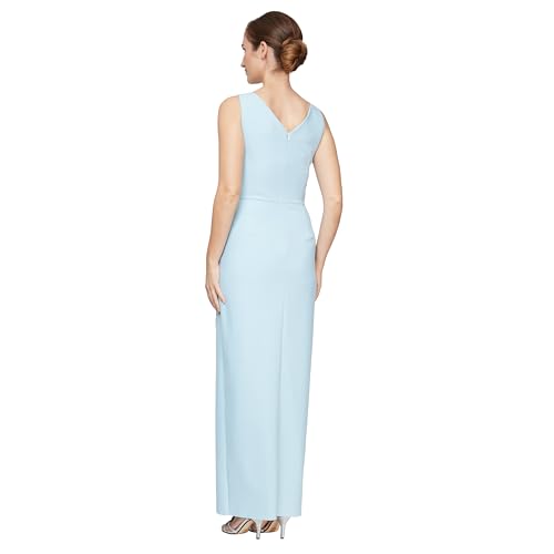 Image of Alex Evenings Women's Slimming Long Side Ruched Dress with Cascade Ruffle Skirt
