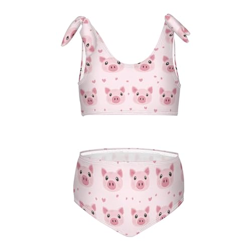 Wusikd Cute Piglet Girls Swimsuits Two Piece Pink Swimwear Bikini Set for for Girls Size 3T