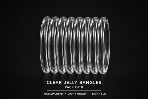 Image of Colorful Jelly Bangles Set of 8 - Transparent Candy Color Stackable Bracelets, Lightweight Fashion Accessories for Women & Girls