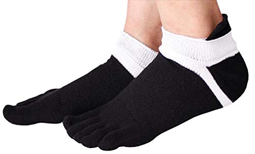 Image of Men Toe Socks No Show Low Cut Athletic Wicking Cotton 5 Finger Split Toe 6 Pack