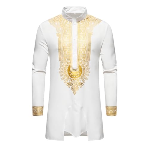 Afrikanischer Dashiki für Herrenanzüge Goldstickerei Hemd und Hose Set Outfits Afrikanisches 2-teiliges Set Metallic Traditioneller Anzug Goldstempel Gedruckt Tribal Kleidung – Bild 4