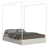 bimiti Queen Size Canopy Bed Frame - 78' L x 60' W Stainless Steel Structure with 4-Post Floor Mounting System, Stable Bed Canopy Frame for Home Bedroom Decor, No Wobble Design
