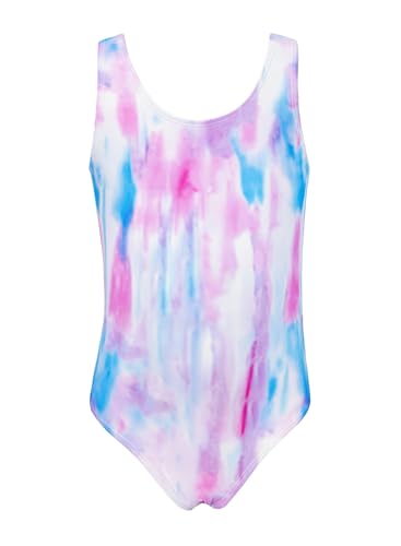 SHEKINI Girls Solid Bathing Suits Kids One Piece Swimsuits U Neck Cute Swimwear