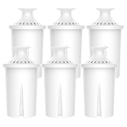 AQUA CREST TÜV SÜD Certified Pitcher Water Filter, Fits Brita Pitchers & Dispensers, 12 Months Filter Supply, Compatible with Brita Classic 35557, OB03, Mavea 107007 and More, Lead Removal, Pack of 6