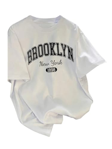 SOLY HUX Girl's Letter Print Graphic Tees Short Sleeve Crew Neck T Shirts Casual Summer Tops