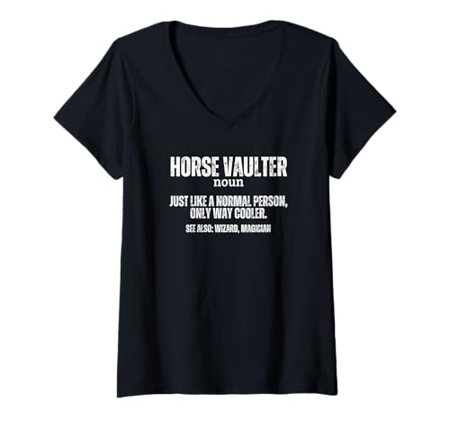 Mujer Saltador de Caballos Definición Orgulloso Divertido Ecuestre Bóveda Camiseta Cuello V