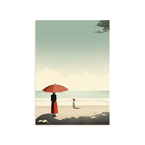 Nacnic Póster Gente de Playa con Sombrilla por Alessandro Gottardo Sin marco A4