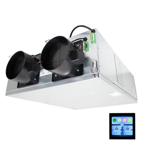 Awoco 6” Vent Energy Recovery Ventilator (ERV) System Various Speeds 100 CFM with Filter & Control Panel, Energy Saving HVI Certified (ERV + Control)