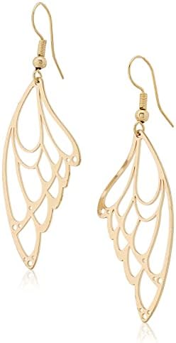 Amazon Brand-Amazon Collection 14K Gold Plated Butterfly Element Simple and Fashionable Temperament Butterfly Wing Earrings for Women Girl Gifts Valentines Birthday Anniversary Mothers Day