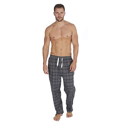 Metzuyan Pantalon de Pyjama pour Homme 100% Coton Respirant à Rayures à Carreaux S-XXL - Gris - 34-37 Cover