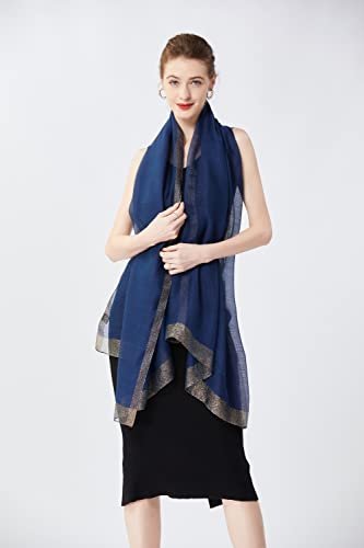 STARWHISPER Women's Gold Trim Silk Scarf Shawl Wrap - Elegant Accessory for Evening Dress - Gift Packaged4