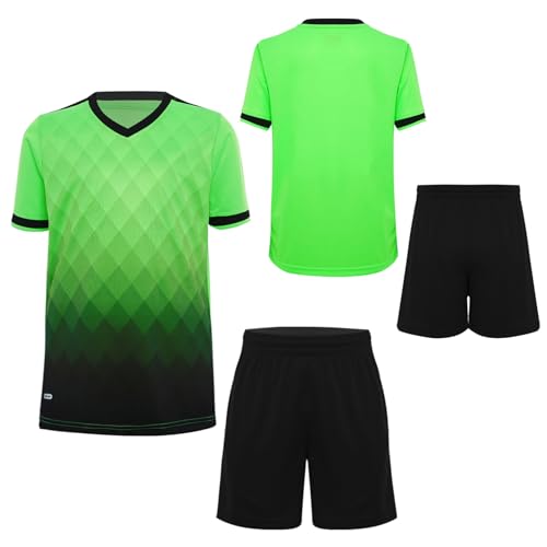 Loyan Boys Athletic Training Suits Football Tracksuits Short Sleeve T-Shirts with Shorts Sports Clothing Set