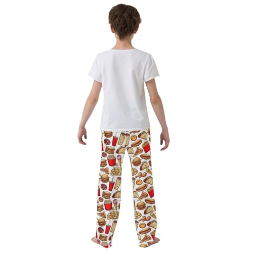 Sandwich Hamburger Boys Long Pants Soft Trousers Elastic Waist Kids Lounge Bottoms with Pockets S-XL3