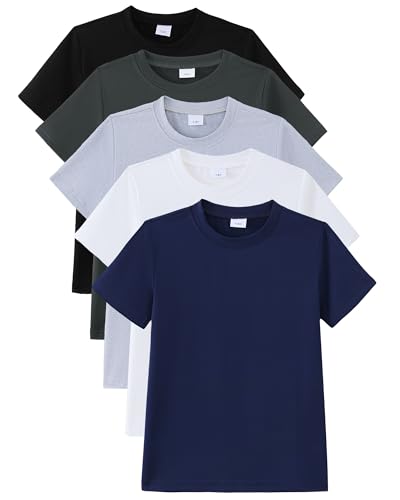 Jecson 5 Pack Boys T Shirts Boys Clothes Boys' Tops, Tees & Shirts Boys Plain T Shirts Soft Crewneck Top Tees...