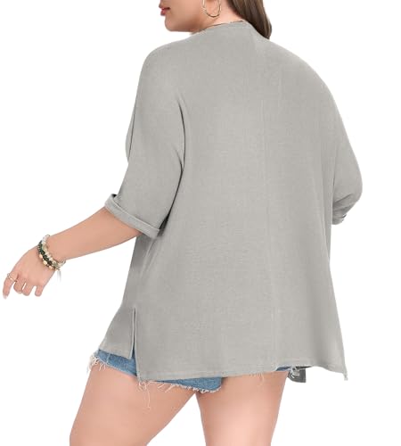 Image of Lastshe Womens Plus Size Cardigan Short Sleeve Lightweight Loose Cover Ups Open Front Sweaters Summer Cardigan