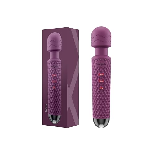 bed geek Handheld Cordless Personal Wand Massager – Waterproof, USB Rechargeable, 20 Vibration...