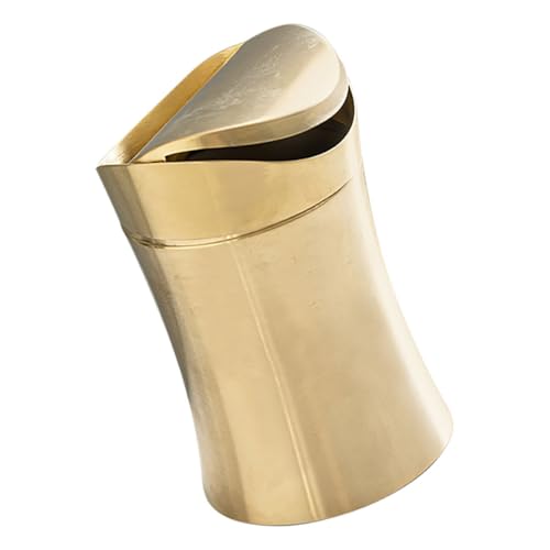 TOYANDONA Bote de Basura de Mesa Tapa Metálica, Acabado en Acero Inoxidable Brillante, Adecuado para Oficina y Espacios Reducidos