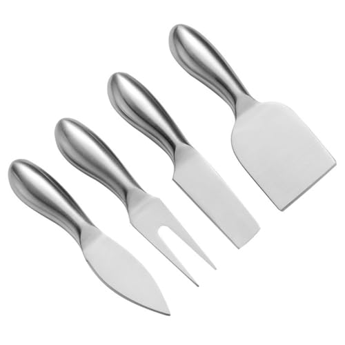 Garneck Ergonomic Cheese Knife Set 4 in 1 Cheese Cutter Fork Slicer Spatula Multi-function Cheese Baking Tool