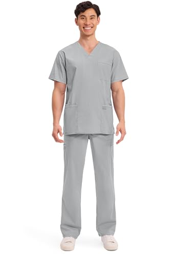 Image of Cherokee WW Professionals Men's V-Neck Scrub Top 4 Pockets Medical Shirt