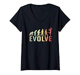 Photo Gallery donna women s volleyball evolution vintage funny design maglietta con collo a v Photo Gallery donna women s volleyball evolution vintage funny design maglietta con collo a v