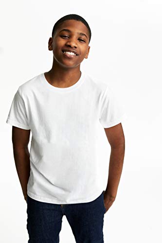 French Toast Boys' Short Sleeve Crewneck Tee,White,M (8) #TOP2