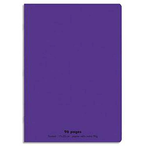 Lot de 10 Cahiers piqûre, 96 pages, Grands carreaux Seyès, Format 24 x 32 cm, Couverture polypro VIOLET