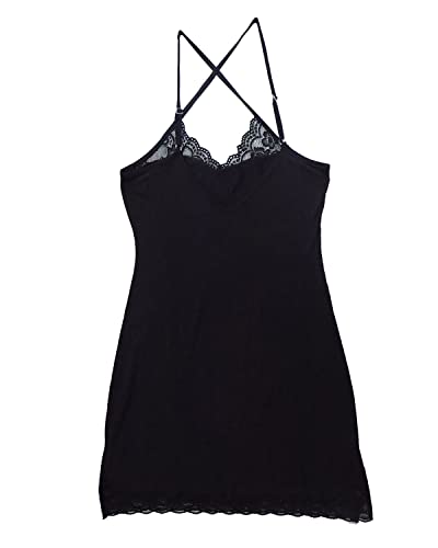 Rayson-Chemise-de-Nuit-Femme-Longue-Modal-Col-V-sans-Manche-Dentelle-Vetements-de-Nuit-Femme-Bretelles-Reglables-Nuisette-Femme