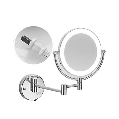 Preisvergleich Produktbild YIN YIN Kosmetikspiegel, Wanddoppelseitige LED-Licht teleskopisch Schönheit Spiegel Badezimmer HD Kosmetikspiegel Schminkspiegel (Color : Silver)
