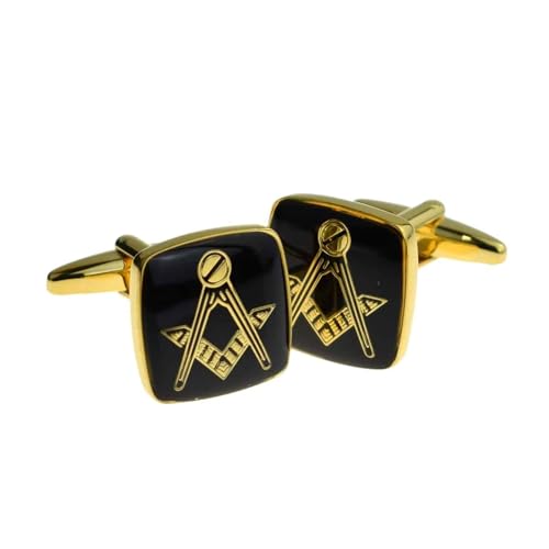 Mancuernillas para Hombre Gtr Negras y Doradas Masonicas miniatura 1