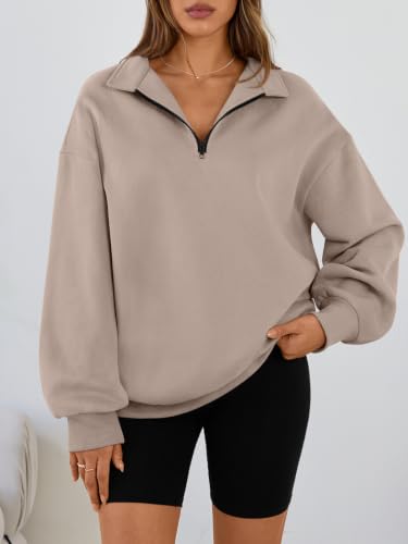 Image of Trendy Queen Women's Oversized Sweatshirts Half Quarter Zip Fleece Sweaters