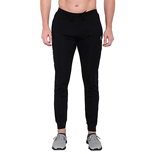 Image of BLUE STAR SHARK Men's Slim Fit Joggers | Polyester Blend Track Pants with Drawstring Waist, Cuffed Ankles, and Side Pockets - Perfect for Gym, Running, Workout, Training & Casual Wear