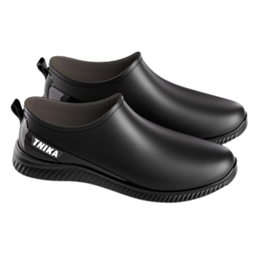 メンズ レインブーツ 長靴 レインシューズ 靴 完全防水 アウトドア ショートブーツ 作業靴 通勤 通学 梅雨対策 台風 晴雨兼用 雨用靴 おしゃれ (ブラック, 日本の靴のサイズ寸法, 大人, 数値, 25.0 cm)