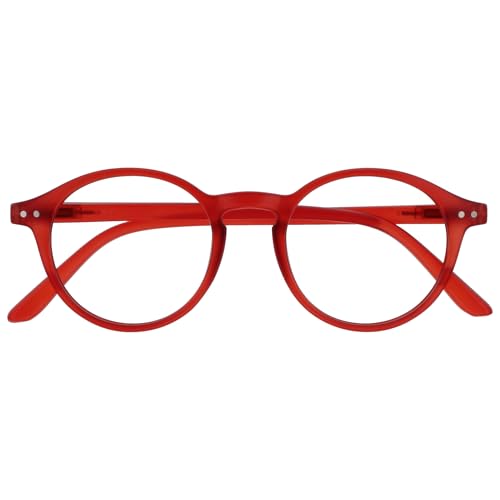 OPULIZE REY Lesebrille - Runder Retro-Rahmen - Mattrot - Herren Damen - Federscharniere - R56-Z - +2.50