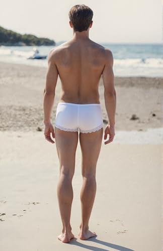 Men's Boxer Briefs Men's Sexy Underwear Silky Lace Underwear for Men Sheer Panties Mens Lingerie Boyshorts3