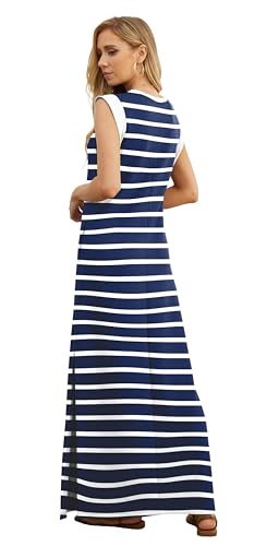 image for GRECERELLE Womens Summer Casual Crew Neck Split Beach Long Maxi Dress 
