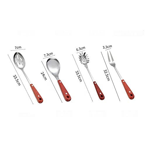 Feer Red Solid Wood Handle Stainless Steel Spatula Kitchen Supplies Thick Anti-Scald Insulation Kitchen Set Shovel #TOP2