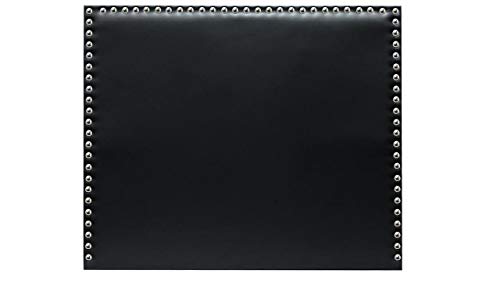 Cabecero de Cama tapizado en Polipiel y con Tachuelas en Color Plata Altura 120cm. Color Negro. para Cama de 105 (Medidas 115x120x8) Pro Elite.