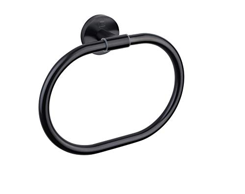 Strohm TEKA - Toallero de baño ALAIOR. Anillo toallero de mano, montaje en pared, PVD negro Cover