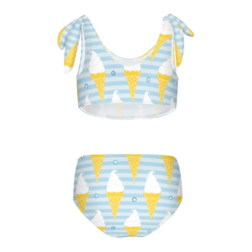 Girls Pattern with Waffle Cone Swimsuit Two Pieces Bikini Set Bathing Suits Swimwear Crop Top Swimsuit Set2
