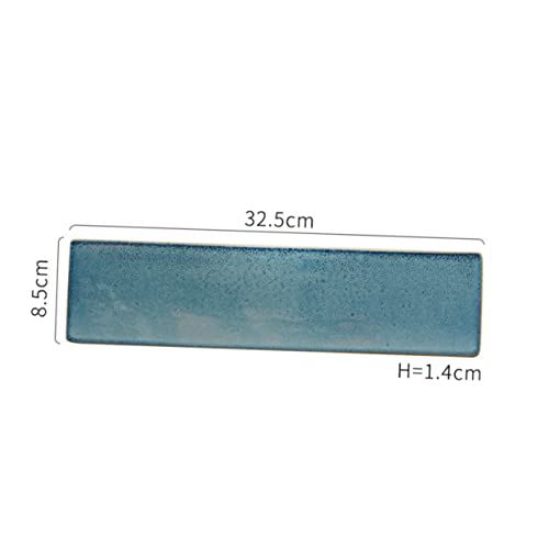 Plato de cerámica rectangular estilo japonés azul miniatura 2
