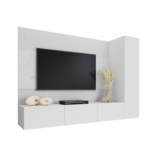 Moderne Wohnwand Deromi VI in Weiß