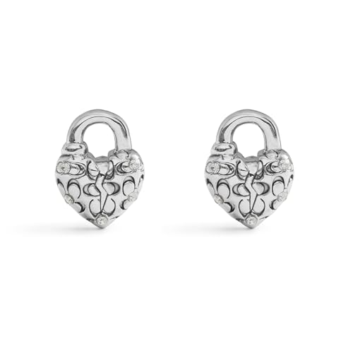 COACH Women's Signature Quilted Broken Heart Padlock Stud Earrings3